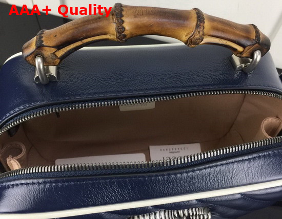 Gucci Blue Leather GG Marmont Small Shoulder Bag with Bamboo Handle 602270 Replica
