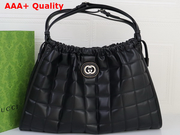 Gucci Deco Medium Tote Bag in Black Quilted Leather 746210 Replica