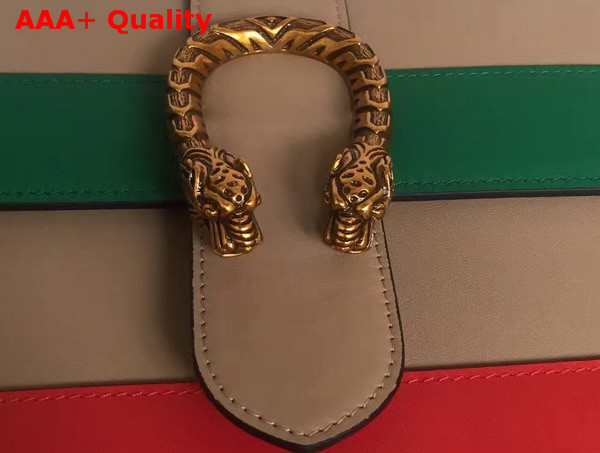 Gucci Dionysus Leather Top Handle Bag Nude Green Red Leather Medium Size Replica