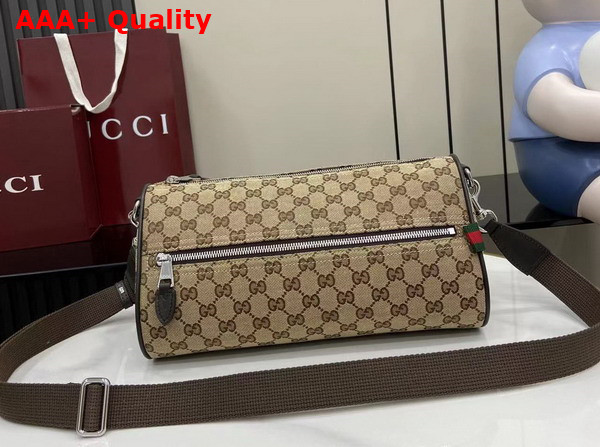 Gucci GG Canvas Small Cylinder Bag in Beige and Dark Brown GG Canvas 834455 Replica