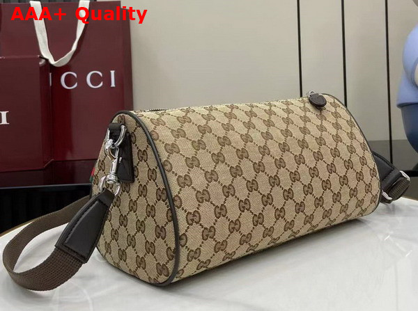Gucci GG Canvas Small Cylinder Bag in Beige and Dark Brown GG Canvas 834455 Replica