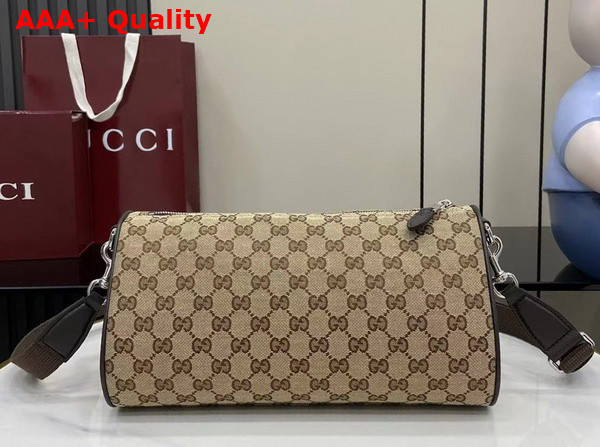Gucci GG Canvas Small Cylinder Bag in Beige and Dark Brown GG Canvas 834455 Replica