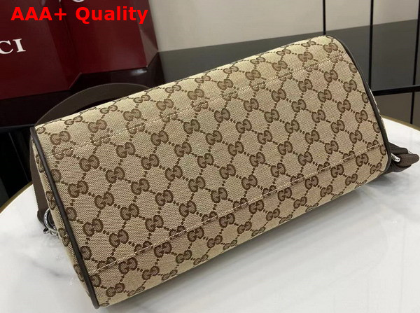 Gucci GG Canvas Small Cylinder Bag in Beige and Dark Brown GG Canvas 834455 Replica