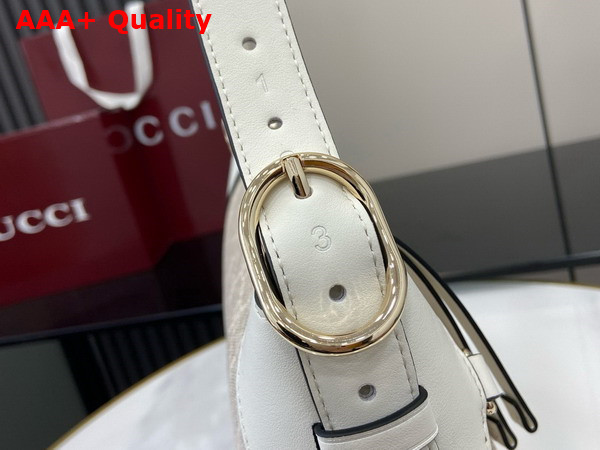 Gucci GG Emblem Medium Shoulder Bag in Beige and White New GG Monogram Coated Fabric 815216 Replica