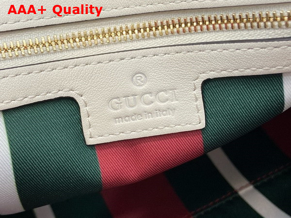 Gucci GG Emblem Medium Shoulder Bag in Beige and White New GG Monogram Coated Fabric 815216 Replica