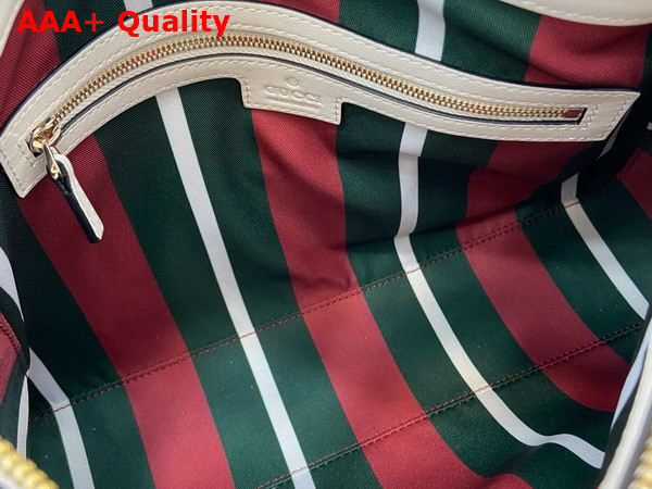 Gucci GG Emblem Medium Shoulder Bag in Beige and White New GG Monogram Coated Fabric 815216 Replica