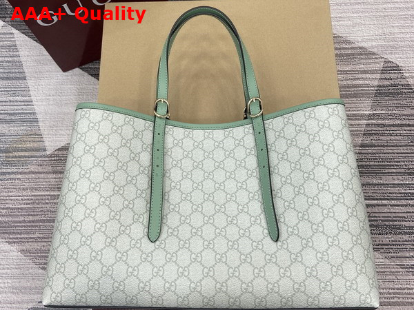 Gucci GG Emblem Medium Tote Bag in Sage Green GG Monogram Coated Fabric 815213 Replica