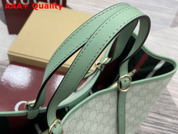 Gucci GG Emblem Medium Tote Bag in Sage Green GG Monogram Coated Fabric 815213 Replica
