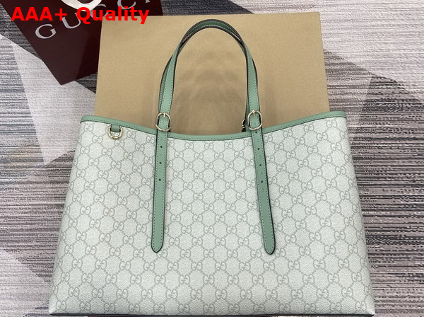 Gucci GG Emblem Medium Tote Bag in Sage Green GG Monogram Coated Fabric 815213 Replica