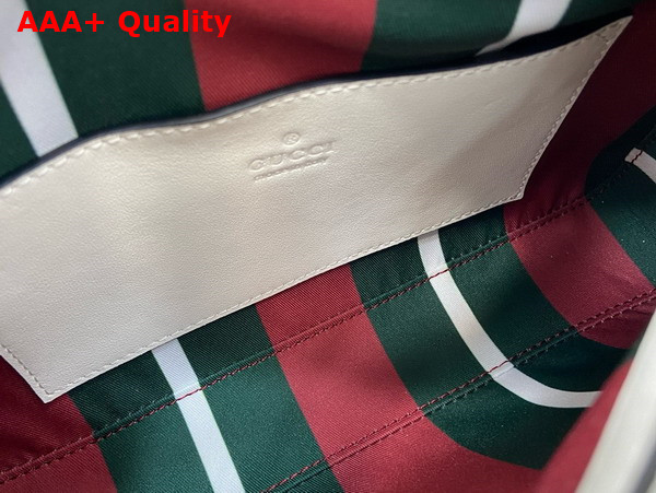 Gucci GG Emblem Small Shoulder Bag in Beige and White New GG Monogram Coated Fabric 815218 Replica