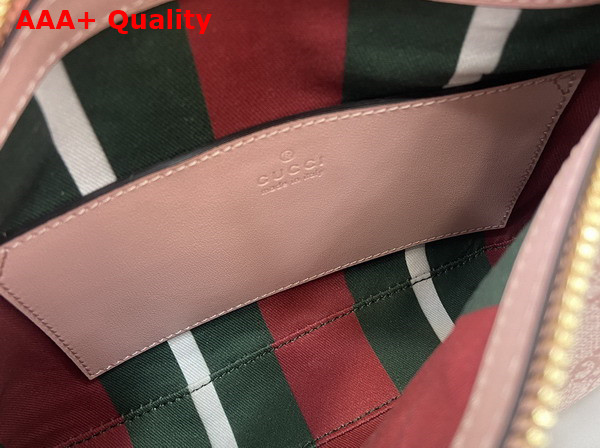 Gucci GG Emblem Small Shoulder Bag in Light Pink GG Monogram Coated Fabric 815218 Replica