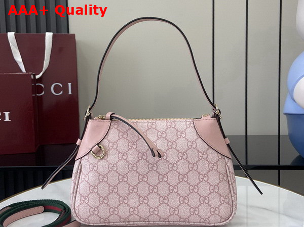 Gucci GG Emblem Small Shoulder Bag in Light Pink GG Monogram Coated Fabric 815218 Replica