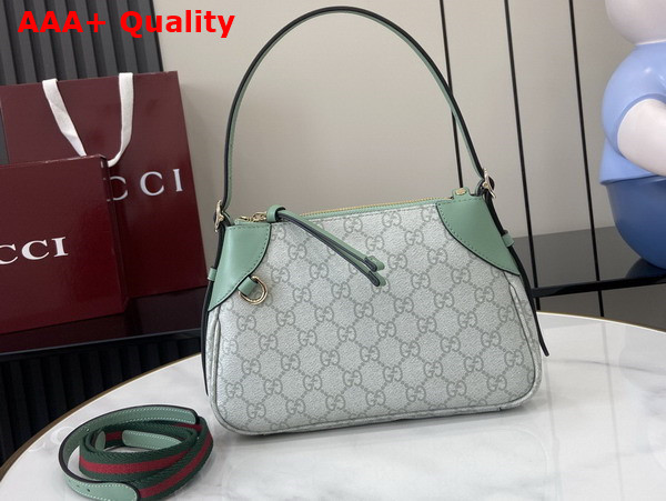 Gucci GG Emblem Small Shoulder Bag in Sage Green GG Monogram Coated Fabric 815218 Replica