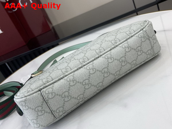 Gucci GG Emblem Small Shoulder Bag in Sage Green GG Monogram Coated Fabric 815218 Replica