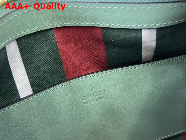 Gucci GG Emblem Small Shoulder Bag in Sage Green GG Monogram Coated Fabric 815218 Replica