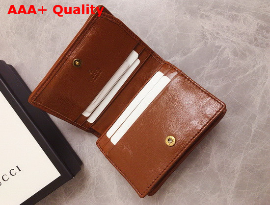 Gucci GG Marmont Card Case Wallet in Brown Diagonal Matelasse Leather 466492 Replica