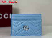 Gucci GG Marmont Card Case in Light Blue Leather 443127 Replica
