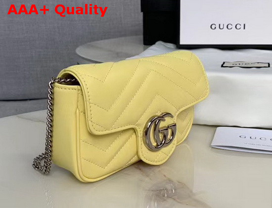 Gucci GG Marmont Matelasse Leather Super Mini Bag Pastel Yellow Leather 476433 Replica