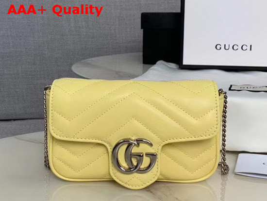 Gucci GG Marmont Matelasse Leather Super Mini Bag Pastel Yellow Leather 476433 Replica