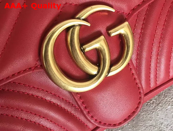 Gucci GG Marmont Matelasse Shoulder Bag in Red Calf Leather Replica