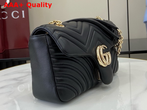Gucci GG Marmont Medium Shoulder Bag in Black Matelasse Chevron Lambskin Leather 837267 Replica