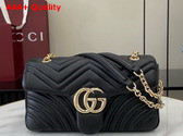 Gucci GG Marmont Medium Shoulder Bag in Black Matelasse Chevron Lambskin Leather 837267 Replica