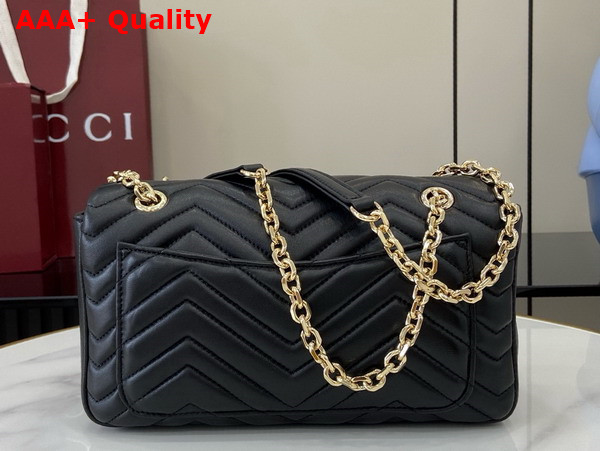 Gucci GG Marmont Medium Shoulder Bag in Black Matelasse Chevron Lambskin Leather 837267 Replica