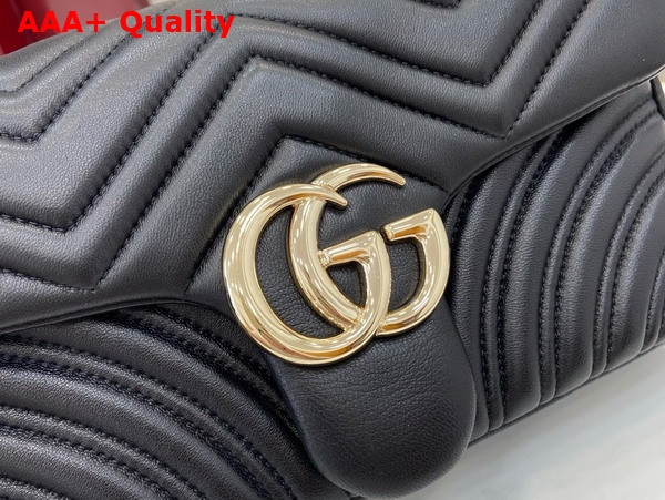 Gucci GG Marmont Medium Shoulder Bag in Black Matelasse Chevron Lambskin Leather 837267 Replica