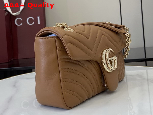 Gucci GG Marmont Medium Shoulder Bag in Brown Matelasse Chevron Lambskin Leather 837267 Replica