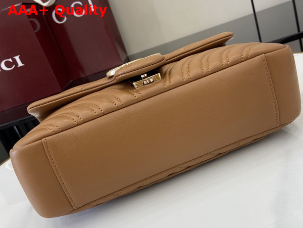 Gucci GG Marmont Medium Shoulder Bag in Brown Matelasse Chevron Lambskin Leather 837267 Replica