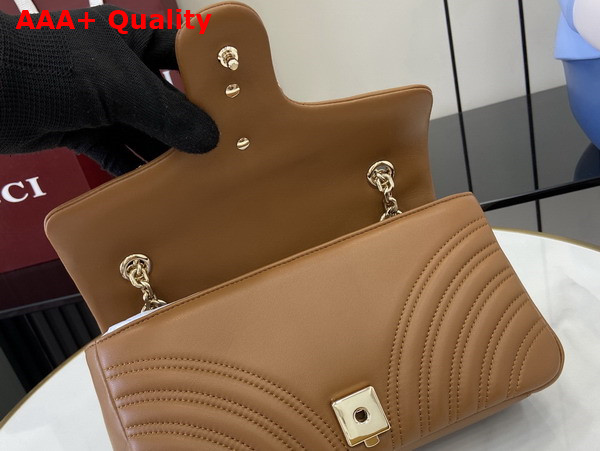 Gucci GG Marmont Medium Shoulder Bag in Brown Matelasse Chevron Lambskin Leather 837267 Replica
