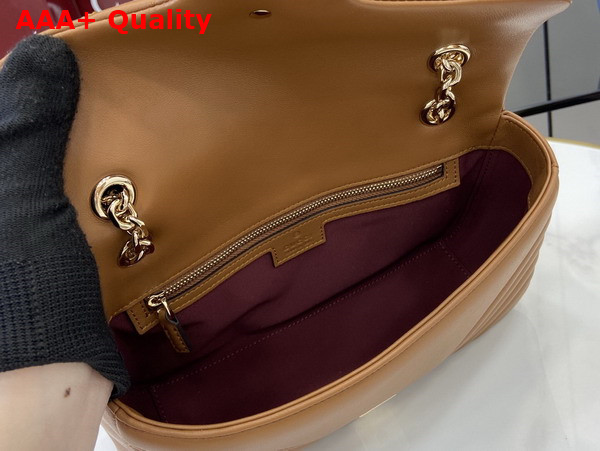 Gucci GG Marmont Medium Shoulder Bag in Brown Matelasse Chevron Lambskin Leather 837267 Replica