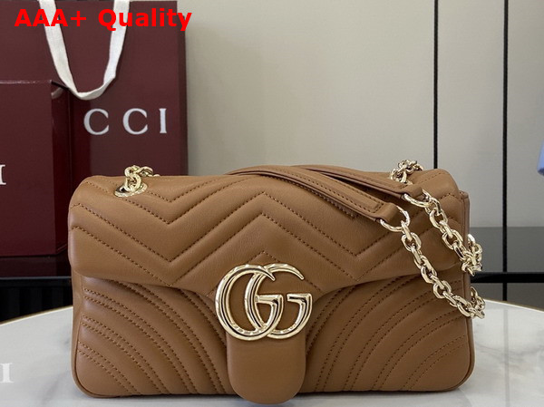 Gucci GG Marmont Medium Shoulder Bag in Brown Matelasse Chevron Lambskin Leather 837267 Replica