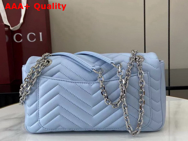 Gucci GG Marmont Medium Shoulder Bag in Light Blue Matelasse Chevron Lambskin Leather 837267 Replica
