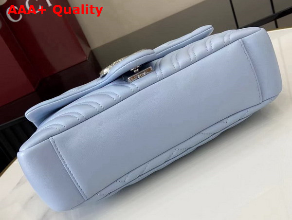 Gucci GG Marmont Medium Shoulder Bag in Light Blue Matelasse Chevron Lambskin Leather 837267 Replica