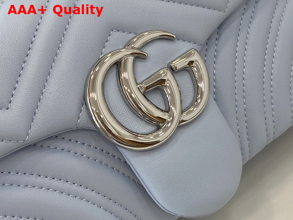 Gucci GG Marmont Medium Shoulder Bag in Light Blue Matelasse Chevron Lambskin Leather 837267 Replica
