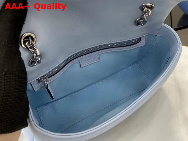 Gucci GG Marmont Medium Shoulder Bag in Light Blue Matelasse Chevron Lambskin Leather 837267 Replica