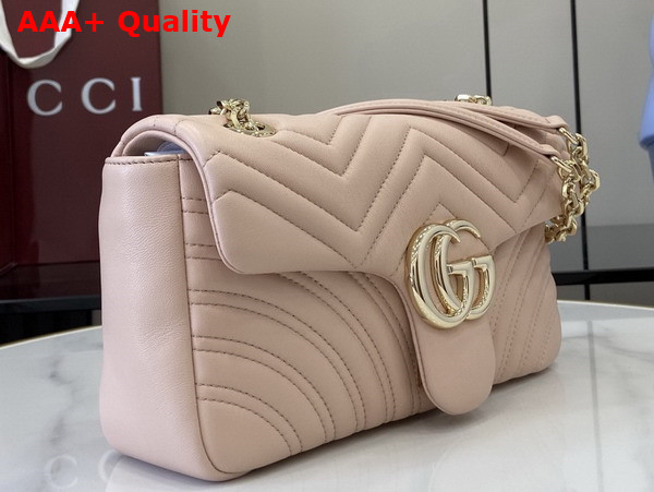 Gucci GG Marmont Medium Shoulder Bag in Pale Pink Matelasse Chevron Lambskin Leather 837267 Replica