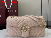 Gucci GG Marmont Medium Shoulder Bag in Pale Pink Matelasse Chevron Lambskin Leather 837267 Replica