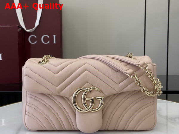 Gucci GG Marmont Medium Shoulder Bag in Pale Pink Matelasse Chevron Lambskin Leather 837267 Replica