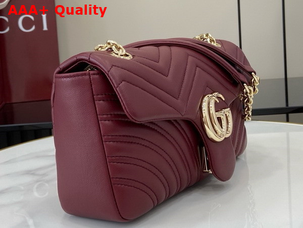 Gucci GG Marmont Medium Shoulder Bag in Rosso Ancora Red Matelasse Chevron Lambskin Leather 837267 Replica