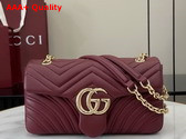 Gucci GG Marmont Medium Shoulder Bag in Rosso Ancora Red Matelasse Chevron Lambskin Leather 837267 Replica