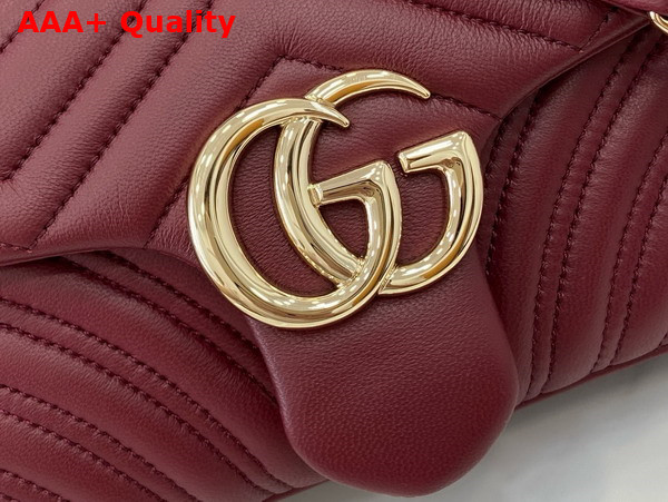 Gucci GG Marmont Medium Shoulder Bag in Rosso Ancora Red Matelasse Chevron Lambskin Leather 837267 Replica