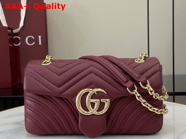Gucci GG Marmont Medium Shoulder Bag in Rosso Ancora Red Matelasse Chevron Lambskin Leather 837267 Replica