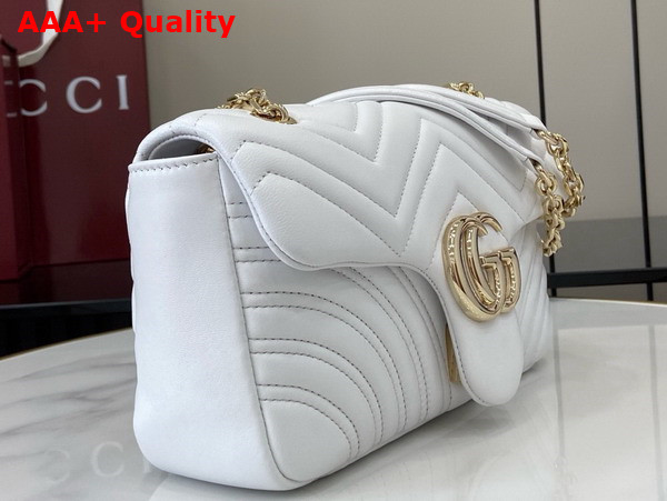 Gucci GG Marmont Medium Shoulder Bag in White Matelasse Chevron Lambskin Leather 837267 Replica