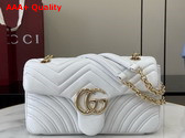 Gucci GG Marmont Medium Shoulder Bag in White Matelasse Chevron Lambskin Leather 837267 Replica