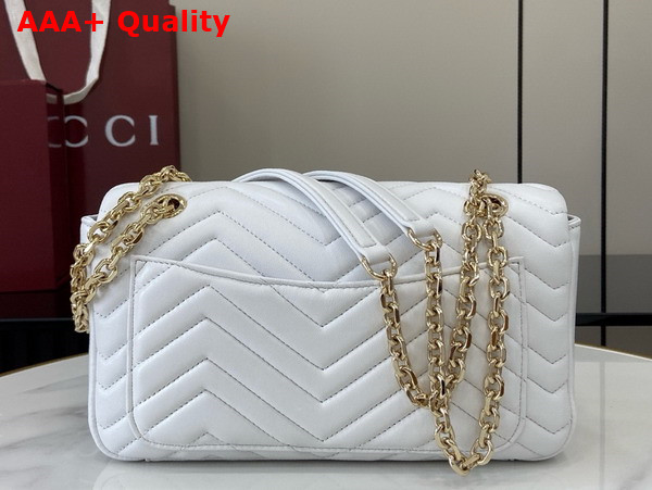 Gucci GG Marmont Medium Shoulder Bag in White Matelasse Chevron Lambskin Leather 837267 Replica