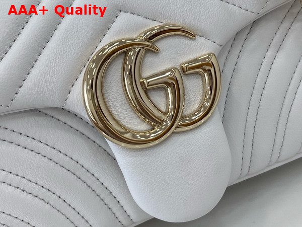 Gucci GG Marmont Medium Shoulder Bag in White Matelasse Chevron Lambskin Leather 837267 Replica