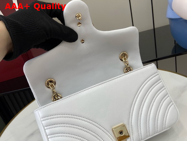 Gucci GG Marmont Medium Shoulder Bag in White Matelasse Chevron Lambskin Leather 837267 Replica