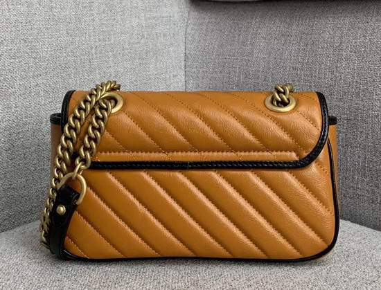 Gucci GG Marmont Mini Shoulder Bag in Cognac Diagonal Matelasse Leather with a Vintage Effect